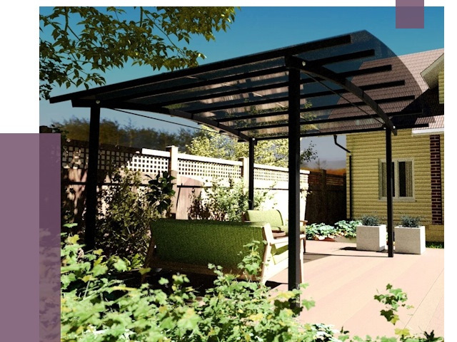 Навесы для террасы в Волхове от 13347 руб. под ключ | ПРОЛЁТ-Влх