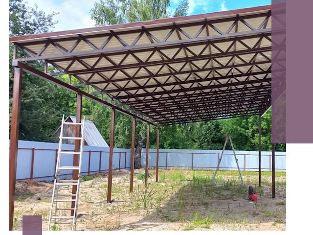 Односкатные навесы под ключ в Волхове — изготовление и монтаж