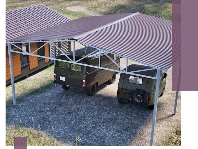 Двускатные навесы под ключ в Волхове — изготовление и монтаж